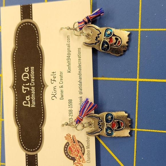 Patriotic Flag USA Red White & Blue Earrings - Picture 1 of 1